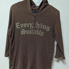 レディース　七分袖フード付きTシャツ
