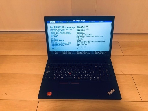 (ジャンク)Lenovo ThinkPad E585/Ryzen5 2500U搭載 通電 biosOKゲーミングノート