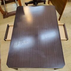 ニトリ 家具調 コタツ こたつ 引出し2個付き 継脚付き ダークブラウン 長方形 フラットヒーター◆幅120㎝×奥行80㎝×高さ35.5/41.5㎝◆近隣配送無料 買取帝国 朝霞店の画像