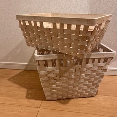 【引き取り限定】IKEA バスケット 白　大小セット