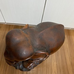 木彫りのゾウ　木像　　アジアゾウの画像