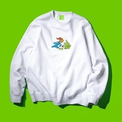 HUF グレー トレーナー XXL キャラクター刺繍
