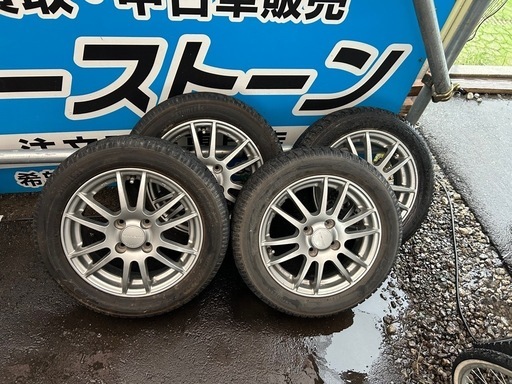 スタッドレスタイヤ　アルミホイール　4本セット　155/65R14  タイヤ4本　5部山前後  着払いで送るので送料は落札車様でお調べ下さい！