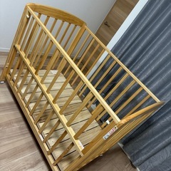 【美品】ナチュラル　ベビーベッド　2way