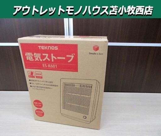 複数在庫 新品 TEKNOS 電気ストーブ ES-K601 600W 小型 シンプルデザイン テクノス 暖房 家電 苫小牧西店
