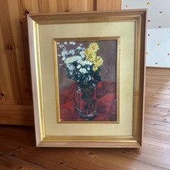 額装油絵〝菊〟一九八三 山岸陽輔