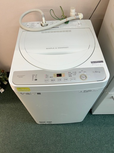 動作確認済　SHARP シャープ　全自動電気洗濯機　ES-GE5C-W 2018年製　洗濯機　5.5kg