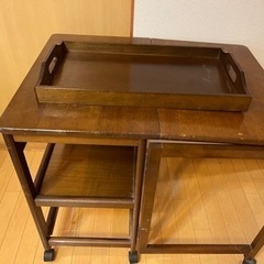 サイドテーブル　キャスター付き折りたたみ台の画像