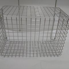 □■無印良品■□ステンレスワイヤーバスケット（サイズ４）＆再生ポリプロピレンバッグ
①の画像
