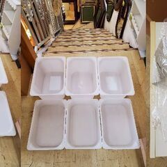 TROFAST トロファスト 収納ラック 階段ラック ホワイト 収納ボックス6個付き◆幅99㎝×奥行44㎝×高さ94㎝/68㎝/43㎝◆買取帝国 朝霞店 配達可能の画像