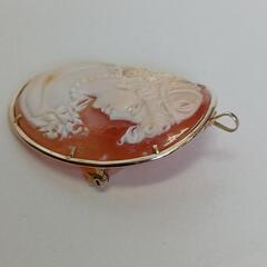 K14 585 カメオ ブローチ ネックレストップ