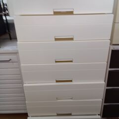 ★ジモティ割あり★ Fits ７段チェスト ホワイト H140×D41×W75 クリーニング済み TK3426の画像