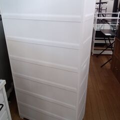 ★ジモティ割あり★ Fits ７段チェスト ホワイト H140×D41×W75 クリーニング済み TK3426の画像