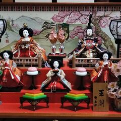 ひな人形　5人飾り　京都島津　王朝　ガラスケース入り　