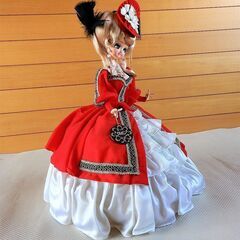 BS4 フランス人形【直接手渡し限定】50ｃｍ 美品 昭和30年代 木製ガラスケース付 レトロ リボンSUKIYO / インテリア 置物の画像