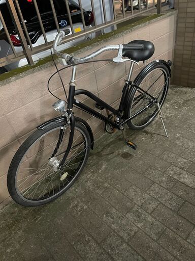 リサイクルショップどりーむ荒田店 No.2 自転車　ビーチクルーザー　２６インチ　マットブラック　LEDオートライト付き　状態良好♪　渋くてカッコいいです♪