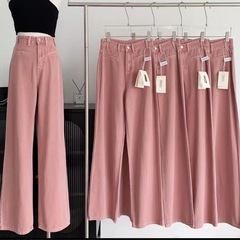 【新品】女性のためのワイドレッグジーンズハイウエストデニムパンツヴィンテージストリートカジュアルストレートジーンズの画像