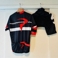 PINARELLO サイクルジャージ 黒/赤　上下セットの画像