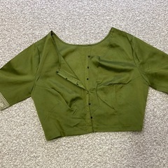 インドシルクサリー　オリーブ色の画像