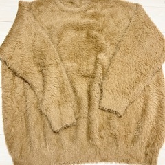 美品 長袖 シャギー ニット トップス セーター 茶系 XL LL 
