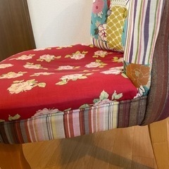 ソファ 1人掛け 猫足 パッチワーク かわいいの画像