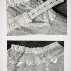 ①新品 子ども 女の子 白 Ｍサイズ　パニエ 3層  レース ハードタイプ   アジャスターゴム  総丈44㎝の画像