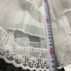 ①新品 子ども 女の子 白 Ｍサイズ　パニエ 3層  レース ハードタイプ   アジャスターゴム  総丈44㎝の画像