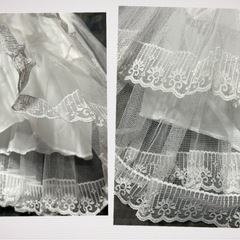 ②新品 　子ども 女の子 Ｓサイズ　白 パニエ 3層  レース ハードタイプ    総丈32㎝　アジャスターゴムの画像