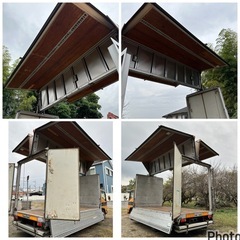 H19年いすゞエルフAT車！アルミウイング車！ウィング左右動作確認済み！新明和製、格納式パワーゲート付き！アルミバン、の画像
