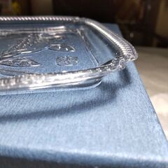 食器 TOYO GLASS 東洋ガラス ざくろ柄 ガラス角皿 8枚セット GU305 プレート皿 ケーキ皿 フルーツ皿 デザート 皿 スクエア レトロの画像