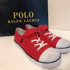 POLO ラルフローレン　ブランド　靴　スニーカー　赤　キッズの画像