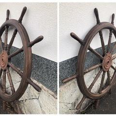 船の操舵輪/ラット/直径約150cm/木製/アンティーク/レトロ/大型/引き取り限定の画像