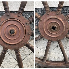 船の操舵輪/ラット/直径約150cm/木製/アンティーク/レトロ/大型/引き取り限定の画像