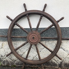船の操舵輪/ラット/直径約150cm/木製/アンティーク/レトロ/大型/引き取り限定の画像