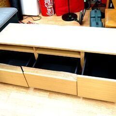 OAKLEY テレビボード 幅141×奥41×高37.5cm ナチュラル系 引き出し収納付き テレビ台 TV台 TVボード  札幌市 清田区 平岡の画像