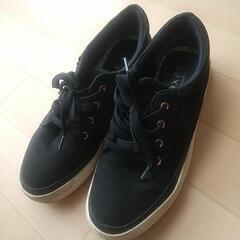 24cmベロア黒靴