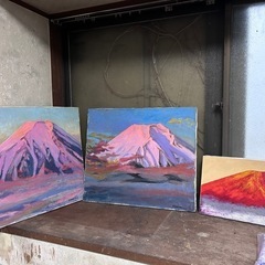 富士山の絵 油絵 赤富士 絵画 - インテリア雑貨/小物