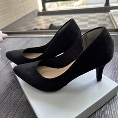 黒 スエード パンプス ハイヒール 23.5