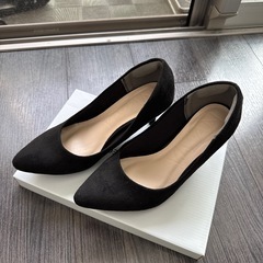 黒 スエード パンプス ハイヒール 23.5の画像