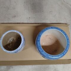 火鉢　陶器製　大小2個セット　アンティックの画像