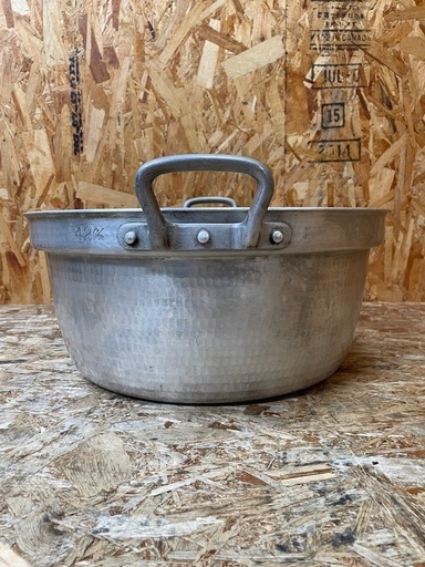 C(6762)業務用 両手鍋 42cm アルミ製 浅型 炊き出し 大鍋 厨房用品 飲食店 店舗用 調理器具 中古品