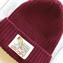 スヌーピー ニットキャップ(赤)の画像
