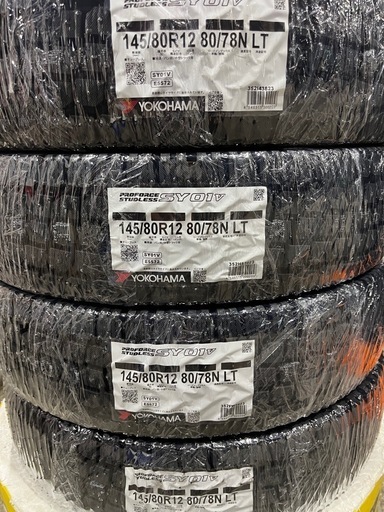 24年製！145/80R12 80/78NヨコハマタイヤSY01Vスタッドレスタイヤ、アルミホイールのセット4本 新品　軽トラ 軽バン