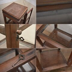 ≪zyt1682ジ≫ ヴィンテージ家具 4面ガラスショーケース 一部ガラス抜け 現状品 昭和レトロ/古道具/アンティーク調/中古家具/宮城県仙台市 60907-06の画像