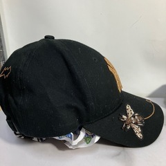 N2410-872 MLB NY Gold Bee BASEBALL ブラック キャップ サイズ Free 汚れありの画像