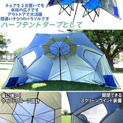UVカット素材超大型ビーチパラソルタープ!ビッグな傘！内側ポケット付!タープテントとしても使える！　公園!海水浴!BBQ、ビーチやキャンプ等アウトドアシーンで大活躍　新品の画像