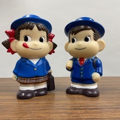 不二家 ソフビ貯金箱 ペコちゃん&ポコちゃん 制服