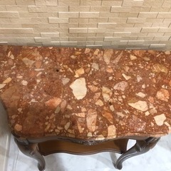 天板大理石アンティーク調コンソールテーブルの画像