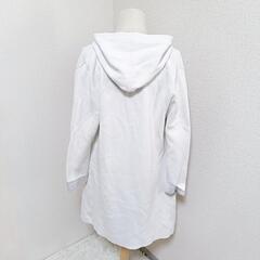 ジャスグリッティー 美品 長袖ロングカーディガン フード付き ポケットあり 白色 2 M レディースの画像