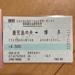 九州新幹線　　チケットの画像